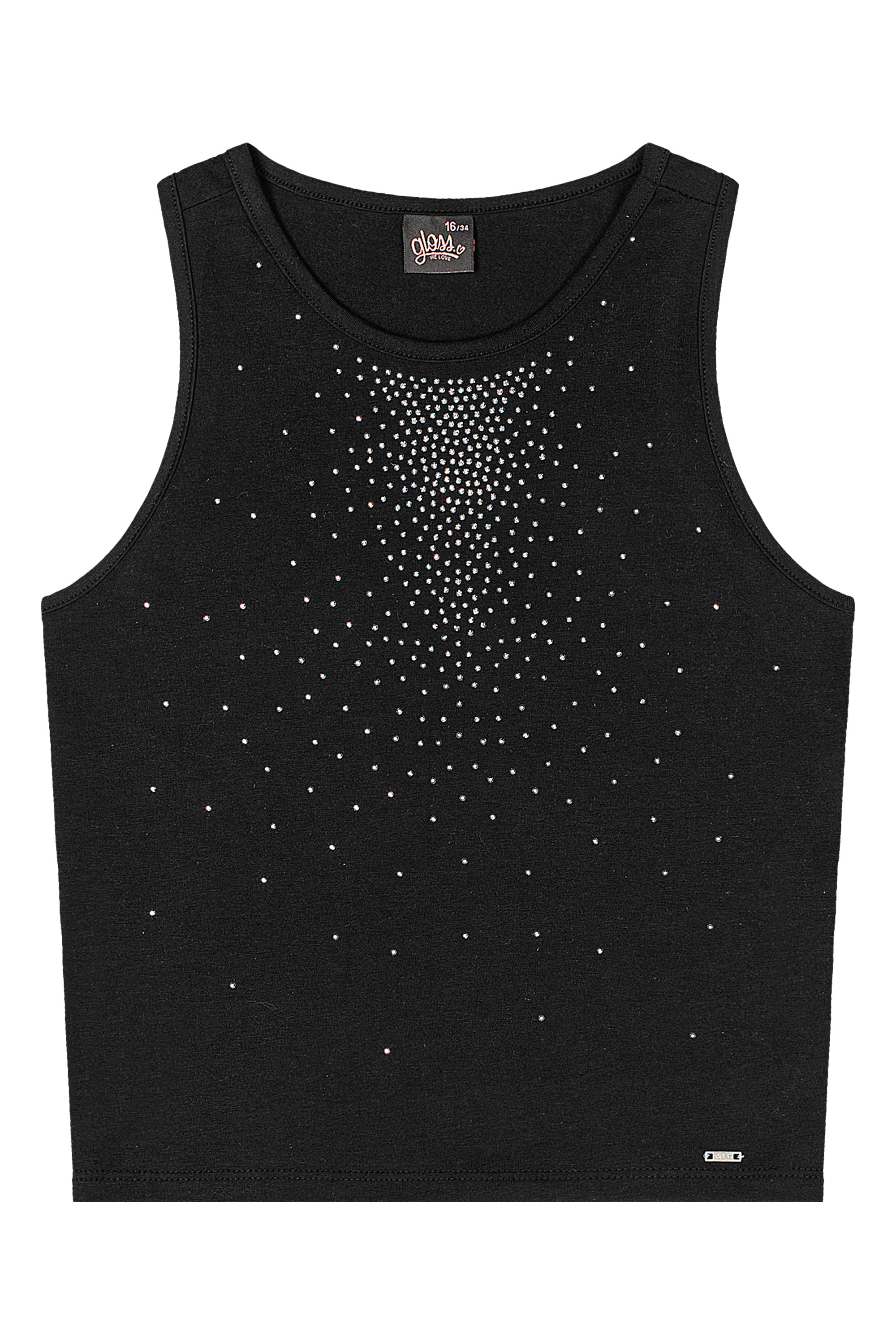 Regata Juvenil com Strass para Menina (Preto) Gloss - Imagem 11